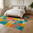 thumbnail image 3 of ODIKA 6'x9' Washable Area Rug Non-Slip, Easy Care, Bedside Hopscotch Retro Checkered Grid Storybook Number Layout for Family Room, Living Mater Bedroom, 3 of 7