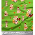 thumbnail image 1 of Soimoi Green polyester Crepe Fabric Fox & Bunny Kids Fabric Prints By Yard 52 Inch Wide, 1 of 3