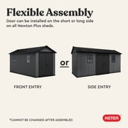Keter Newton Plus 7.5x15 ft. Durable Resin Outdoor Storage Shed With Heavy Duty Floor and Locking Door, Grey