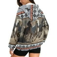 thumbnail image 2 of SCRAWLGOD Horse Gray White American Tribal Women's Zip Up Hoodies with Pockets Y2k Fashion Sweatshirt Drawstring Comfortable Jacket for Casual Wear, Exercising, Outdoor Activities, L, 2 of 7