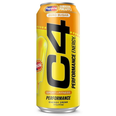 C4 Performance Energy Drink, Hawaiian Pineapple Popsicle, 16 fl oz Single Can