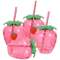 TINKSKY Strawberry Cup with Creative Design for Party Favors and Drinking Cups in Pink PP Material