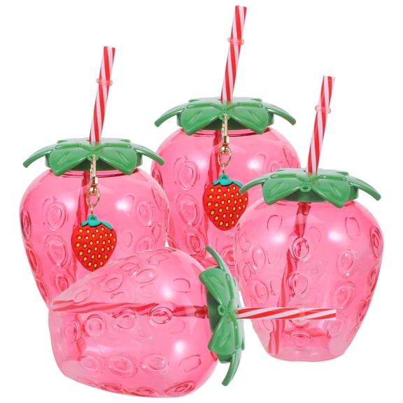 TINKSKY Strawberry Cup with Creative Design for Party Favors and Drinking Cups in Pink PP Material