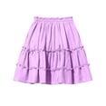 thumbnail image 5 of CBASIHI Girls Ruffle Tiered Cotton Skirt​s- Summer Casual Flowy A-Line Elastic Drawstring Waist Kids Pleatd Mini Skirts Purple Size 12-13 Years, 5 of 7