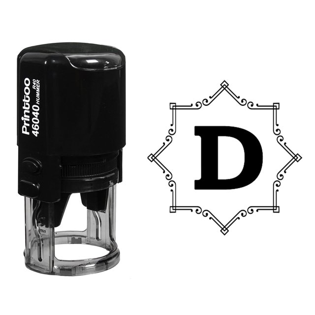 Printtoo Office Stationary R-40 Alphabet D Monogram Octagon Celtic Swirl Frame Self Inking Rubber Stamp