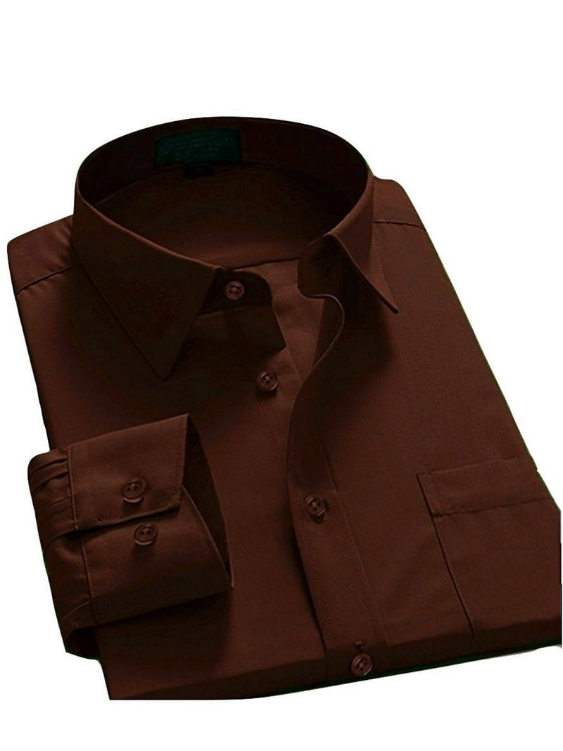 Men Dress Shirt Regular Fit Oxford Solid Color-brown-5xl Long Sleeve 38/39 Men Dress Shirt Regular Fit Oxford Solid Color-brown-5xl Long Sleeve 38/39