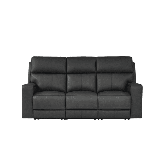 Top Grain Leather Dual-Power Sofa with Adjustable Headrest, Hidden Cup-Holders