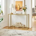thumbnail image 6 of BOBOKY 42 Inch Console Table, Tempered Glass Entryway Table, Narrow Sofa Tables, 2-Tier Hallway Tables, Entrance Stand for Living Room Bedroom, 14"D x 42"W x 30"H,Gold, 6 of 6