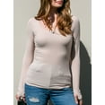 thumbnail image 2 of Doublju Women's Round Neck Long Sleeve Ribbed Top with Thumb Holes (Plus Size Available), 2 of 3