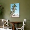 thumbnail image 5 of Beach Seaside Canvas Wall Art: Coastal Coconut Trees Painting Ocean Swing Hanging on Palm Tree Picture Seascape Sunset Artwork Decor for Living Room Bathroom 16" x 12", 5 of 6