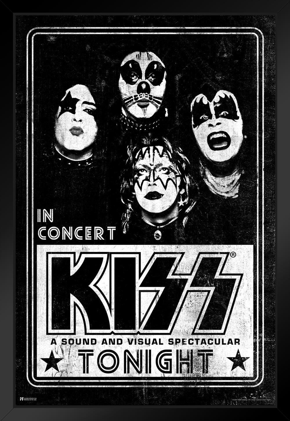 Poster Live in Concert Kiss Band Merchandise Kiss Collectibles Kiss Memorabilia Heavy Metal Music Merch 1970s Retro Vintage Concert Tour Accessories Makeup Black Wood Framed Art Poster 14x20 - Walmart.com
