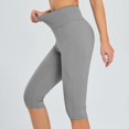 thumbnail image 3 of vigerkar Women's Knee Length Capri Leggings with Pockets High Waisted Workout Exercise Yoga Capris Pants for Women Grey, L, 3 of 8