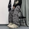 thumbnail image 4 of Men's Pants Elastic Waist Hip Hop Streetwear Fashion Jogger Harem Trousers Man Casual Sweatpants Male Pants Black, 4 of 6