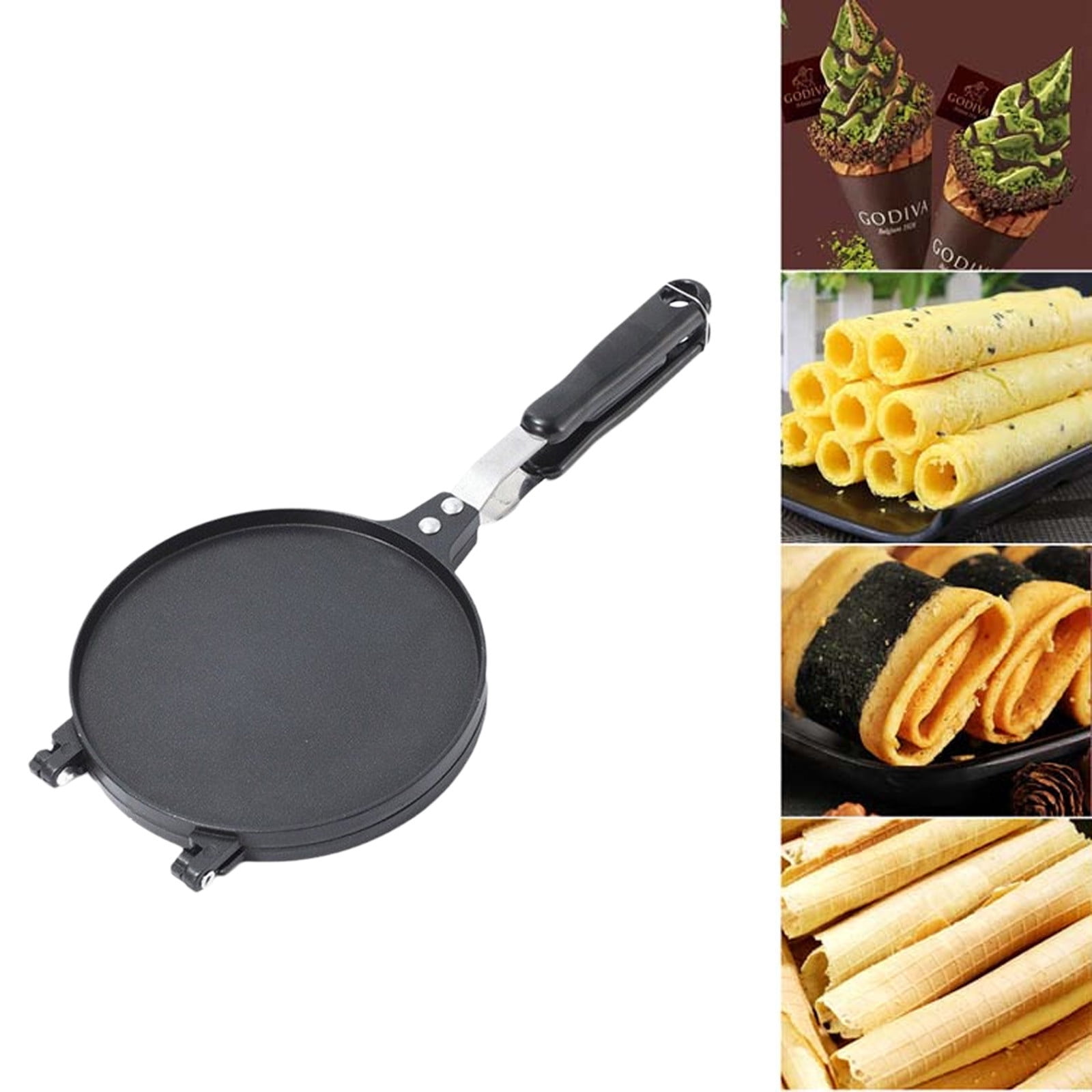 Iumwxz Egg Roll Press Mold, Non Stick Aluminum Alloy Egg Roll Maker for Crepes and Waffles with Checkered Pattern, Easy to Use with Handle for Even Cooking, Compact Kitchen Baking Tray