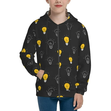 

Hoodies for Women Light Bulb Pattern blue Long Sleeve Sweatshirt Drawstring Zip Up Hoodie with Pockets Teen Girl Clothes