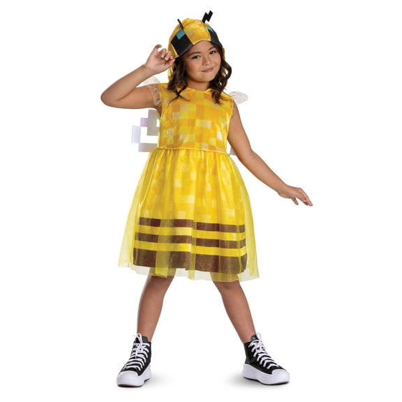 Minecraft Bee Halloween Costume for Children, Girls Size S (6/6X), by Disguise