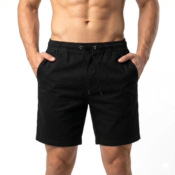 Short Bermuda Hombre Moda Casual Playa Algodón negro Mediano