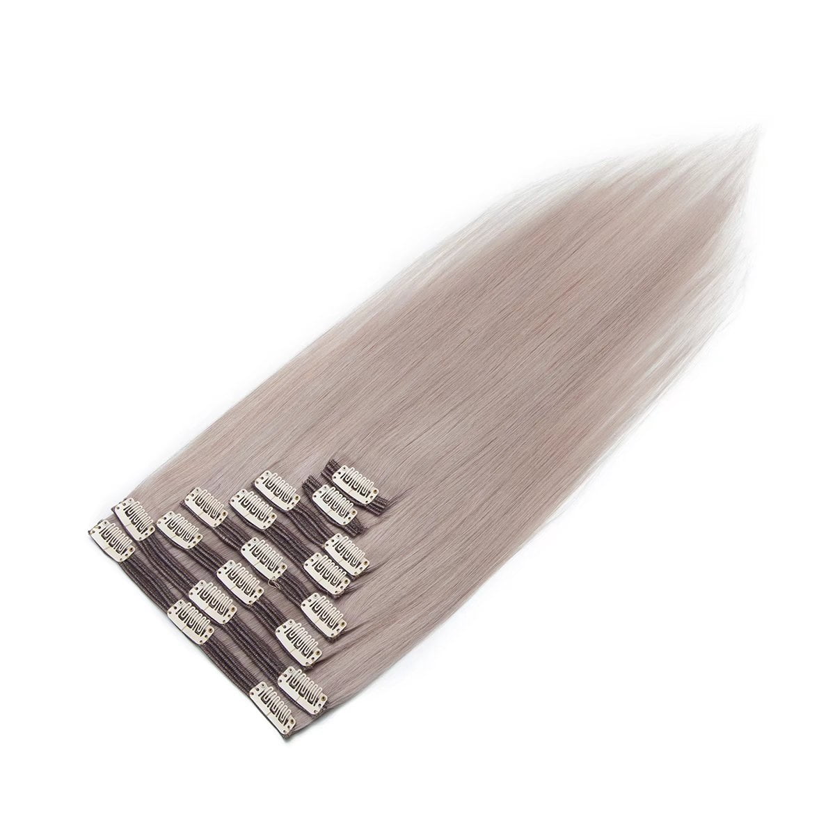 MY-LADY Extra Thick Clip in 100% Remy Human Hair Extension Double Weft Full Head Natural Hairpiece 110-170g #GREY 14inch