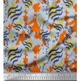 thumbnail image 1 of Soimoi Orange Silk Fabric Leopard & Wild Animal Skin Printed Fabric 1 Yard 42 Inch Wide, 1 of 3