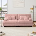 thumbnail image 2 of 94.4" Chenille Cloud Loveseat Sofa, 2-Seater Modern Sectional Couch with 6 Pillows and Ergonomic Design, Tufted Upholstered Seat with Fixing Buckle for Living Room, Bedroom, Pink, 2 of 9