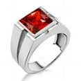 thumbnail image 3 of Red ruby silver statement gemstone ring for men, Clear ruby mens solitaire ring for men in 925 silver, Square cut ruby stone ring for men, 3 of 3
