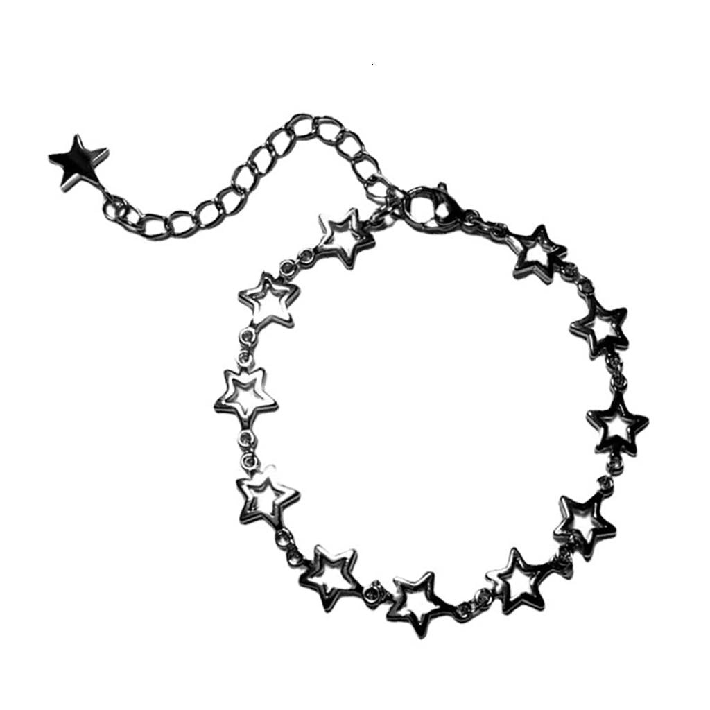 lanema Beautiful Five-pointed Star Bracelet for Women Hollow Star Link Chain Bracelets Party Wedding Jewelry Holiday Handchain
