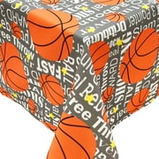 Passion for Basketball Collection 60"x90" Printed Tablecloth with Table Weight Set (Pewter Background)