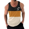 thumbnail image 1 of Yieetim Débardeurs Muscle Dorés pour Hommes, Imprimé Tropical d'Été Mode Décontractée Patchwork Bloc de Couleur Sans Manches, Chandail de Vacances Col Rond Sport Débardeur - Soldes d'Été, 1 of 4