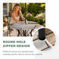 thumbnail image 4 of Round Outdoor Tablecloth with Umbrella Hole and Zipper, Brown Grey Vintage Tablecloth with Elastic Waterproof, Retro Farmhouse Elegant Pastoral Patio Table Covers for 31" - 35" Picnic Pool Tables, 4 of 9