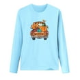 thumbnail image 4 of Odeerbi Thanksgiving Shirts For Women Fashion Round Neck Long Sleeve Print Casual T-shirt Blouse Blue, 4 of 6
