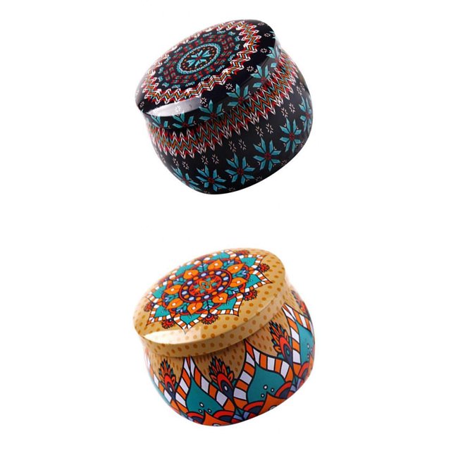 2 Uds Estilo Retro Metal Azúcar Café Tarro de Lata Contenedor Caramelo Selladas Caja de Regalo Caja de Dulces Almacenamiento Organizador de Rega Baoblaze Cajas redondas de lata de dulces