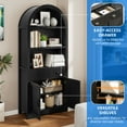 thumbnail image 4 of Dextrus 71 " Tall Bookshelf with Storage, Wooden Arched Bookcase with 2 Drawers and Shelves for Living Room, Black, 4 of 8