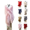 thumbnail image 2 of Xfvqtps Womens Fake Faux Fur Shawl Wrap with Hole Fluffy Plush Collar Shrug for Cocktail Reception Party Warm Winter Evening Dress Cape Long 160Cm Blue, 2 of 4