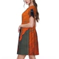 thumbnail image 2 of Goofa Orange Net Fishing Boat Pattern Women Summer Short Sleeve Midi Dress with Pockets Casual Aline Flowy Tshirt Dress Vocation Beach Sundress, 2 of 6