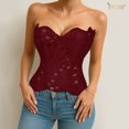 thumbnail image 2 of JASGOOD Corset Top for Women Textured Sheer Floral Lace Bustiers Cincher Lace-up Corset Overbust Top, 2 of 7