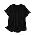 thumbnail image 4 of CBASIHI Womens Oversized Short Sleeve Tops- Casual V Neck Summer Vintage Basic T Shirts Black Size S, 4 of 9