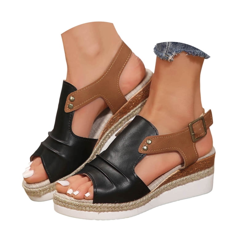 Wedge Heels Open Toe Buckle Ankle Strap Espadrilles Flatform  display picture 1