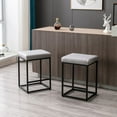 thumbnail image 3 of Counter Height 24" Bar Stools Set of 2 for Kitchen Counter Backless Modern Barstools Industrial Upholstered Faux Leather Stools Farmhouse Island Chairs,Support 330 LBS,(24 Inch, Gray), 3 of 7