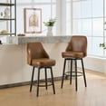 thumbnail image 5 of Brown PU Swivel Bar Stools (Set of 2) - Adjustable 24" &amp; 30" Counter Height Stool for Kitchen &amp; Home. Comfortable, Sturdy, Easy Assemble., 5 of 7