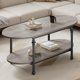 thumbnail image 2 of QinaQin Mesa de centro ovalada de 47.2 pulgadas con 2 niveles, diseño vintage y almacenamiento bajo, ideal para sala, oficina o espacios estilo rústico de mediados de siglo, 2 of 6