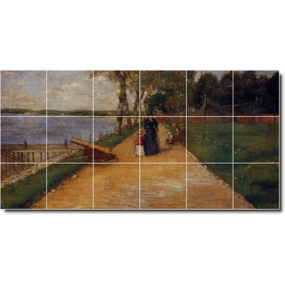 Ceramic Tile Mural-William Chase Waterfront Painting 410. 72" w x 36" h using (18) 12 x 12 ceramic tiles