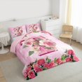 thumbnail image 3 of Homewish Girly Pink Monogrammed T Bedding Comforter Set for Women, Valentines Day Twin Comforter Sets, Spring Garden Rose Reversible Bedding Set, Breathable Home Decor, 2-Piece, 3 of 8
