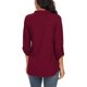 thumbnail image 4 of Qarigey Camisa de mujer con cuello en V Color sólido Top Verano Camisa V Casual Blusa suelta Prendas para la parte del cuerpo Vino rojo XXL, 4 of 6