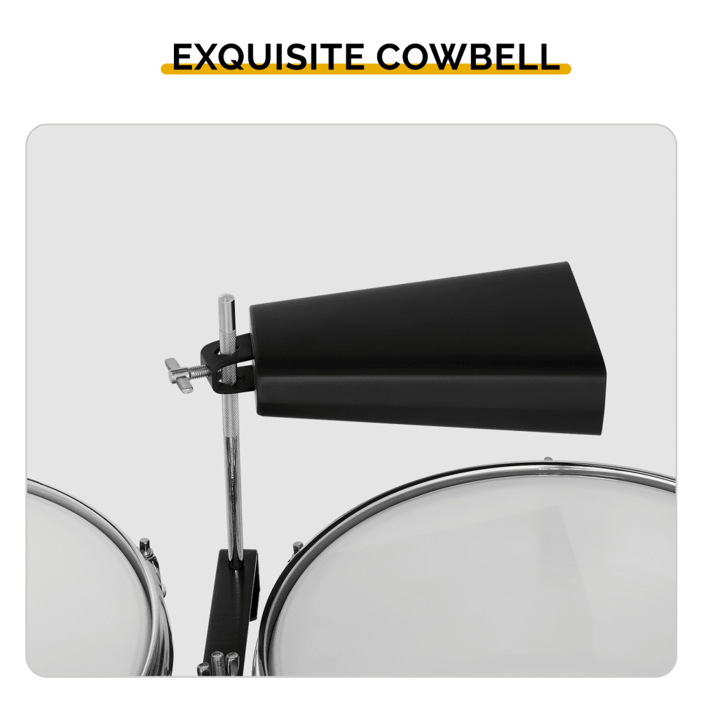 Tcbosik 13" & 14" Timbale Drum Set with Stand and Cowbell, Beginner Percussion Kit, Silver