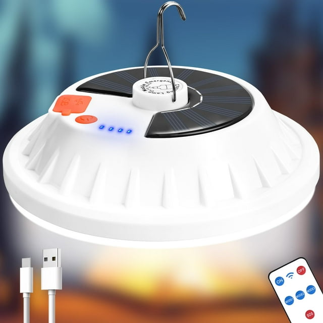 Lámpara Solar para Camping Lembopo 6000LM con Control Remoto, Batería de 1200mAh