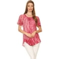 thumbnail image 5 of Sakkas Zoya Marbled Embroidery Cap Sleeves Blouse / Top - Fuchsia - Plus Size, 5 of 5