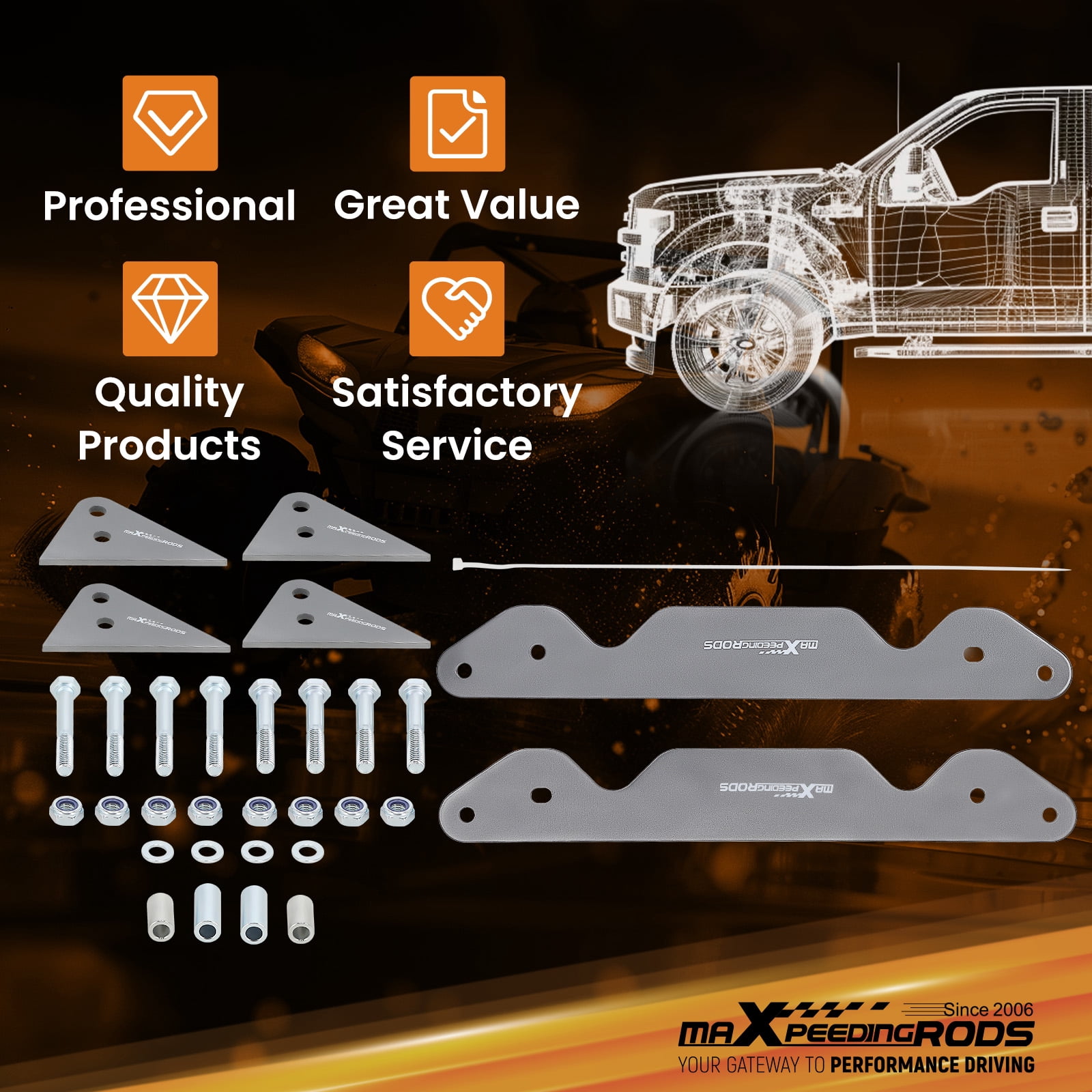 Maxpeedingrods 2" Lift Kit Front Rear Fit For Polaris Sportsman Xp 1000 2016-2022 31" Tire Up