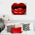 thumbnail image 4 of JEUXUS Sexy Red Lips Canvas Wall Art Seductive Red and Black Lips Print Wall Decor Bedroom Dressing Room Girl Home Decor Stretch and Frame Ready to Hang 20\x16\, 4 of 4