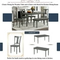 thumbnail image 4 of Churanty Classic 6 Pieces Dining Set Gray Wooden Rectangle Table and 4 Chairs with Bench for Kitchen Dining Room, 4 of 11