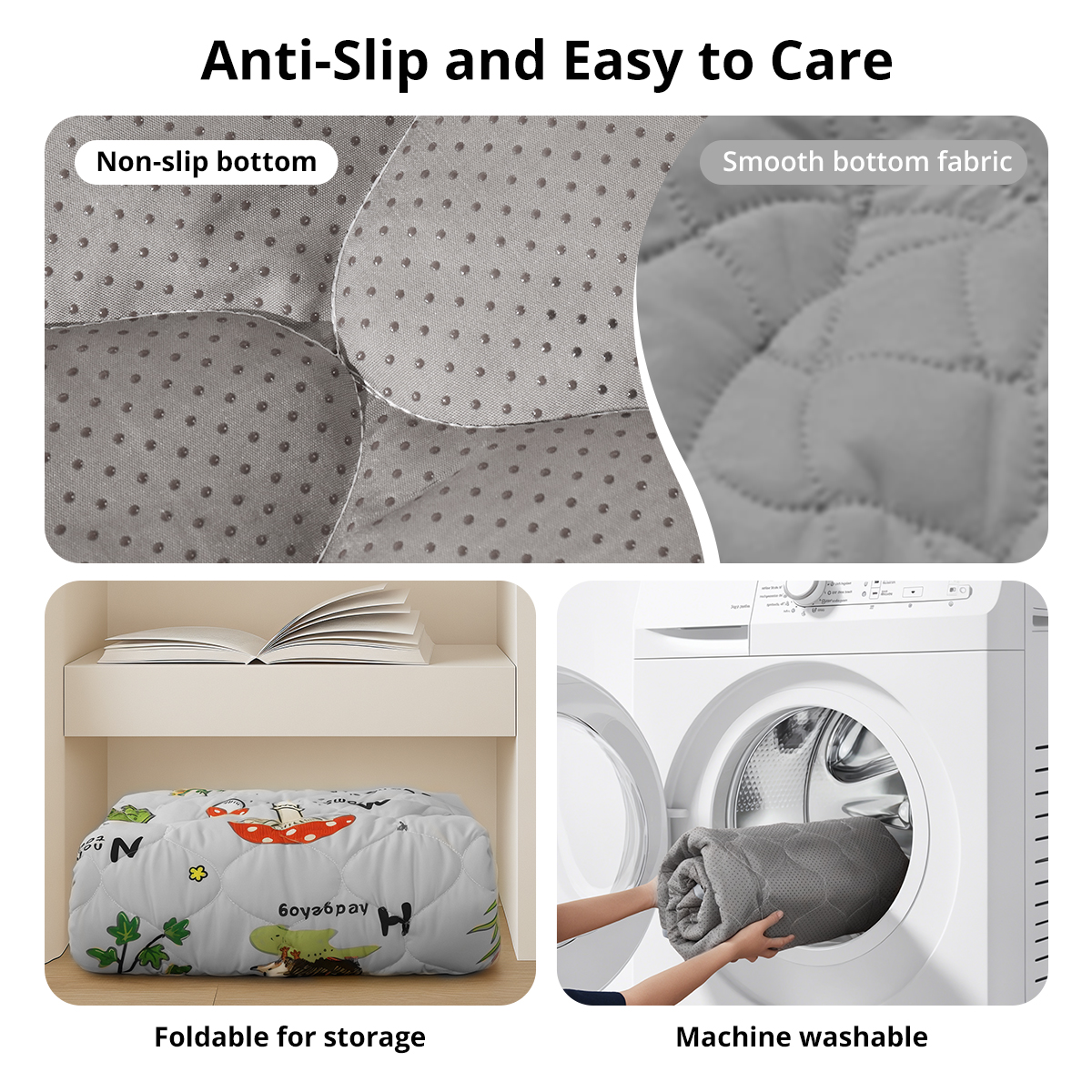 Caveen Baby Play Mat, Foldable Soft Padded, 50" x 50", Gray photo 5